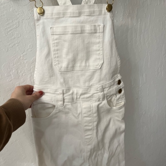 SSO BY Danielle Second Skin Overalls WeWoreWhat White Denim Overalls Gold - Picture 7 of 16